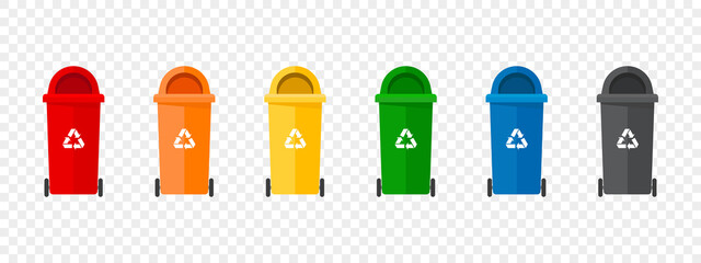 Recycle bins. Separation concept. Rubbish bins. Waste sorting recycling concept. Vector illustration