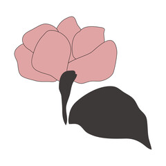 Magnolia flower. Vector illustration. Minimalist logo drawing. Artwork for banner, book design, web illustration, cards.