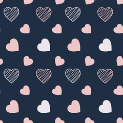 Lovely pattern with  hearts. Vector holiday background. Valentine's Day. Gift wrap, print, cloth, cute background for a card.