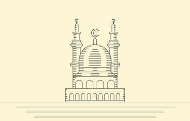 Illustration Vector of Mosque Line Art Design Template