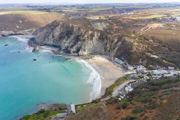 Aerial photograph of St Agnes, Truro, Cornwall, England.
