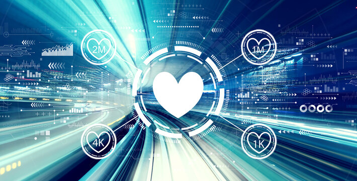 Get more likes concept with abstract high speed technology POV motion blur