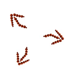 Graphic illustration. An arrow of balls. A recurring illustration.