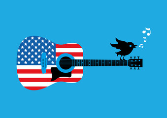 Bird sat on guitar vector illustration