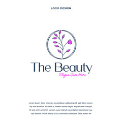 Fototapeta na wymiar beauty industry and fashion ecological cosmetics business icon logo design vector illustration. leaf flower luxury company branding Creative logo design