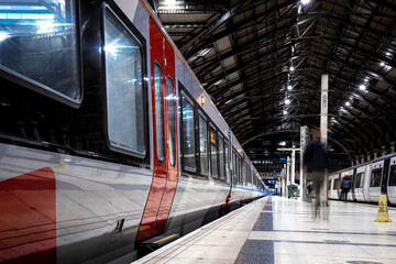 Train at Liverpool Street station, a central London railway terminus in the north-eastern corner of...