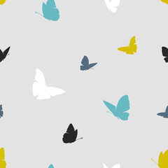 Flying butterfly seamless pattern. Vector background illustration