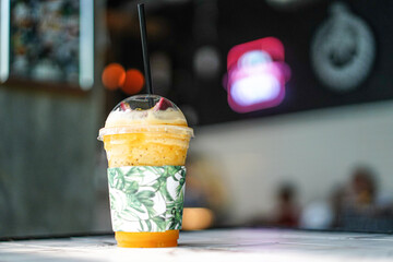 refreshment drinking orange with passion fruit