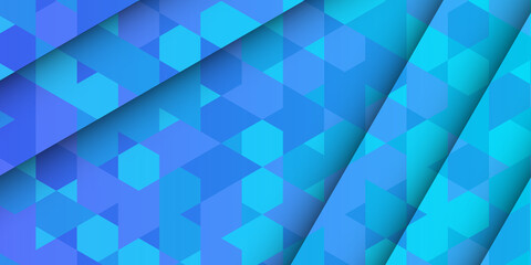 Abstract dark blue background with geometric hexagon pattern. Modern vector design template.