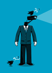 Man with cctv head vector illustration