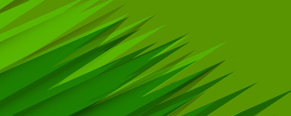 Green wide banner abstract background. Elegant green and turquoise banner in geometric style. Fluid gradient waves with shadow lines and glowing light effect, modern flowing motion abstract background