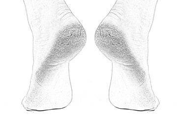 Cracked heels legs of a person
