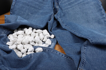 Stone washed denim with pumice stones. No brand.