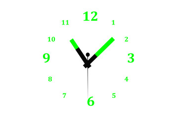 Glow in the dark with a green alarm clock. management Time. Vector illustration.