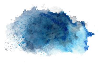 Watercolor Blue Clouds Isolated On White Background