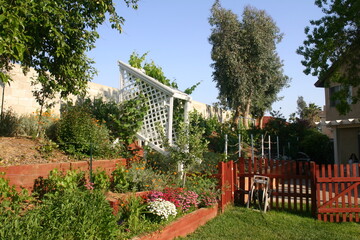 Garden Trellis with Granite Mosaic Wall
