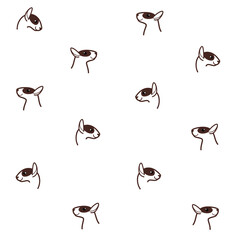 Cartoon happy bull terrier - seamless trendy pattern with dogs. Flat vector illustration for prints, clothing, packaging and postcards. 