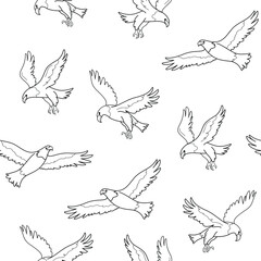 Seamless trendy pattern with eagle. Cartoon vector illustration for prints, clothing, packaging and postcards.