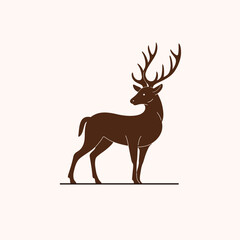 llustration of northern reindeer. Simple contour vector illustration for emblem, badge, insignia.