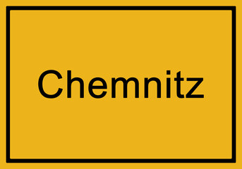 Typical german yellow city sign Chemnitz