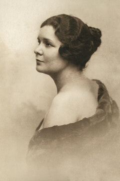 Germany - CIRCA 1920s: Portrait of female in studio. Lady. Vintage Carte de Viste Art Deco era photo. Close up face