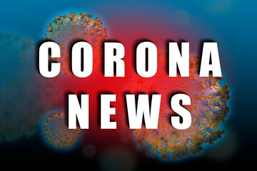 Corona news title. Illustration of Coronavirus with text.