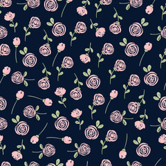 watercolor seamless pattern floral flower with pink color and green leaf