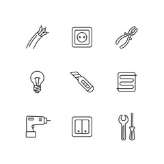 Home repair, electric vector icons set