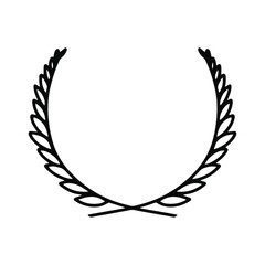 Laurel wreath. Vector hand drawn laurel wreath isolated on white background. Doodle style. Outline floral frame.