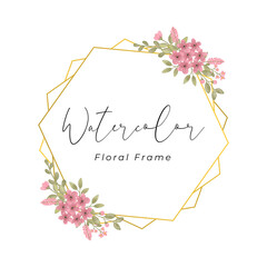 watercolor floral frame flower with beautiful color