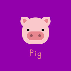 Cute pig face. Little pig in cartoon style. Vector illustration