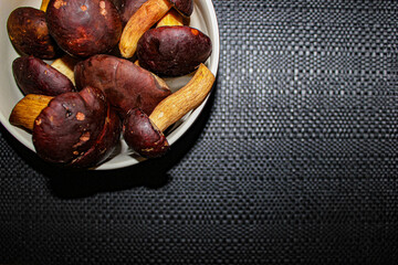 Forest mushrooms that are collected in the forest in autumn.