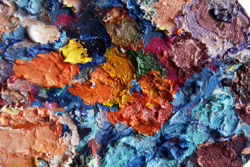 art palette. bright spots of paint