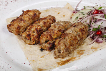 Pork kebab with minced meat