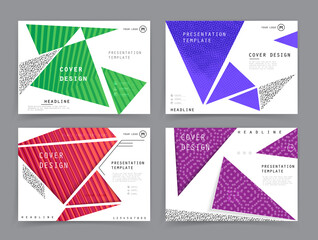 Fototapeta premium Covers templates set with graphic geometric elements. Applicable for brochures, posters, covers and banners. Vector illustrations.