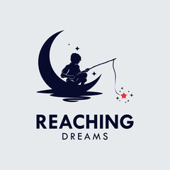 Set of Kids Reach Dreams logo with Moon symbol