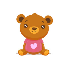Obraz na płótnie Canvas Cute kawaii teddy bear cartoon character isolated on white vector illustration