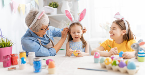 family preparing for Easter