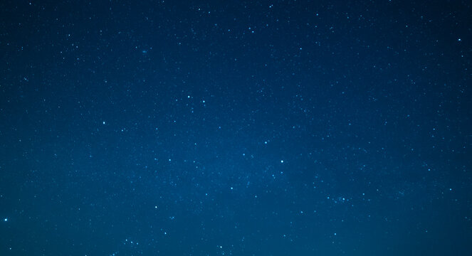 Beautiful Blue Starry Sky. Night Photography, Astronomical Background.