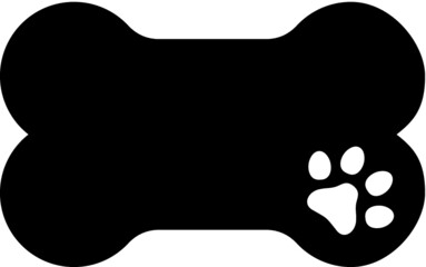 Vector illustration of the dog bone paw name tag