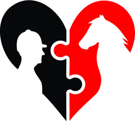 Vector illustration of the horse love abstract sign