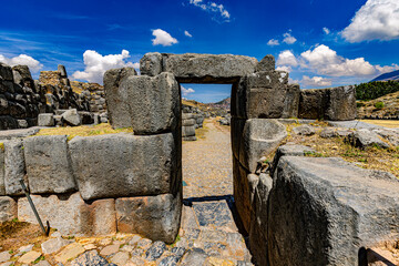 Peru. Cusco, historic city of the Inca Empire. Sacsayhuaman, Inca fortress - the details of the...