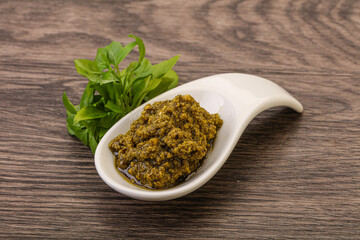 Green sauce pesto with basil