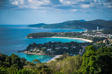 Fototapeta premium The landscape of island with beautiful sky in sunset time