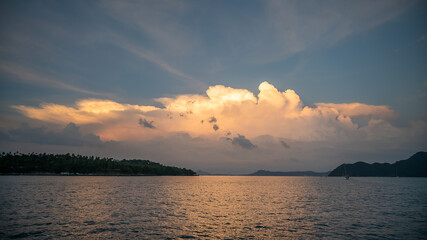 The landscape of ocean with beautiful cloud in sunset time