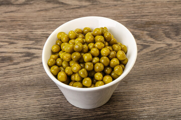 Marinated green pea in the bowl