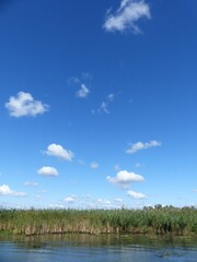 Blue summer sky over the river danube