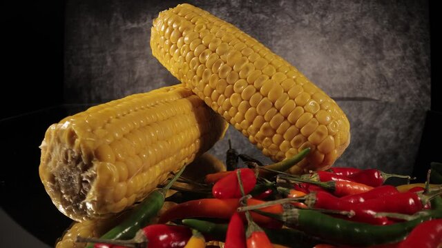 Mexican food - Corn cobs and Chili Peppers - food photography