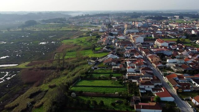 Drone view from the city of Vagos near Aveiro in Portugal