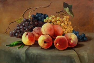 still life with peaches